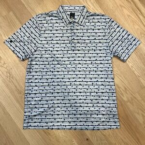 Greg Norman Shirt ML75 Play Dry Golf Polo Men's Size XL Blue Palm AOP Casual